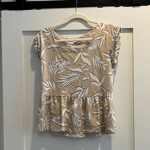 LOFT Beige Leaf Print Women's Blouse